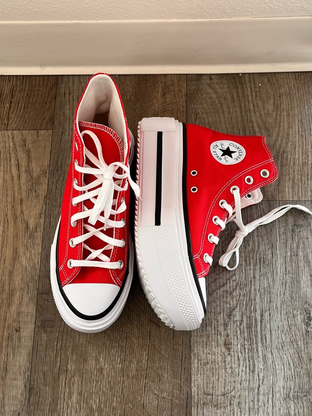 Converse Red High Top Platform Sneakers - Picture 2 of 4